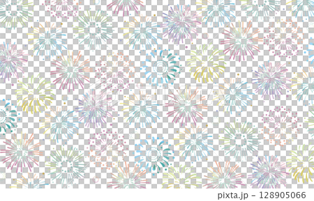 五彩繽紛的水彩煙火背景圖案素材 128905066