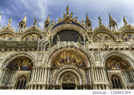 Facade of St Mark's Basilica, cathedral church of Venice, Italy Facade of St Mark's Basilica, cathedral church of Venice, Italy 128905164