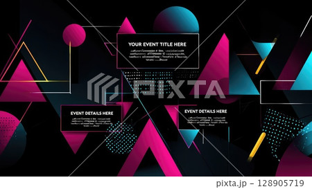 Bold futuristic design with geometric shapes, triangles, lines, and modern data-style text. Perfect for digital banners or high-tech graphics. Generative AI Bold futuristic design with geometric shapes, triangles, lines, and modern data-style text. Perfect for digital banners or high-tech graphics. Generative AI 128905719