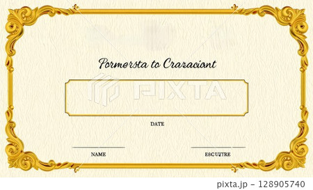 Classic Italian restaurant-style gift certificate design with golden frame, parchment texture, and serif typography. Perfect for wine tasting or fine dining. Generative AI. 128905740