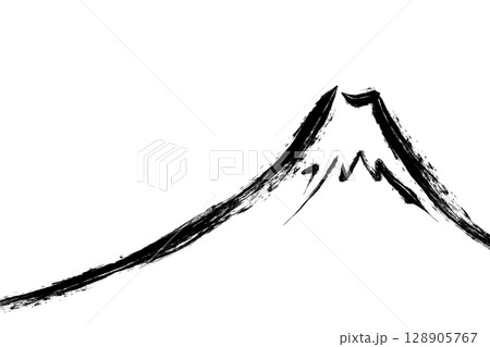 墨絵風富士山 128905767