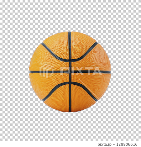 Vibrant orange basketball with black lines, isolated on transparency background, showcasing its textured surface and classic design. Perfect for sports and recreation themes 128906616