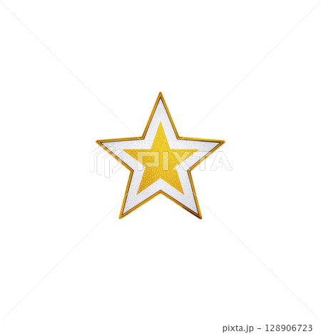 Shiny gold star with white border transparency background, symbolizing achievement and excellence. star vibrant color and clean design make it stand out, conveying sense of success and celebration 128906723