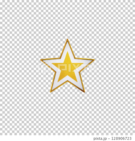 Shiny gold star with white border transparency background, symbolizing achievement and excellence. star vibrant color and clean design make it stand out, conveying sense of success and celebration 128906723