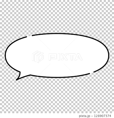 シンプルな吹き出しのイラスト　横長　楕円形 128907374