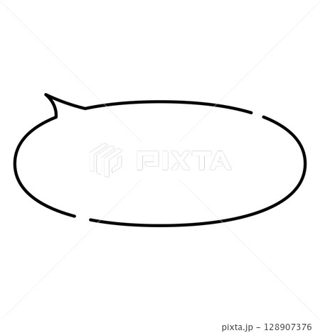 シンプルな吹き出しのイラスト　横長　楕円形 128907376