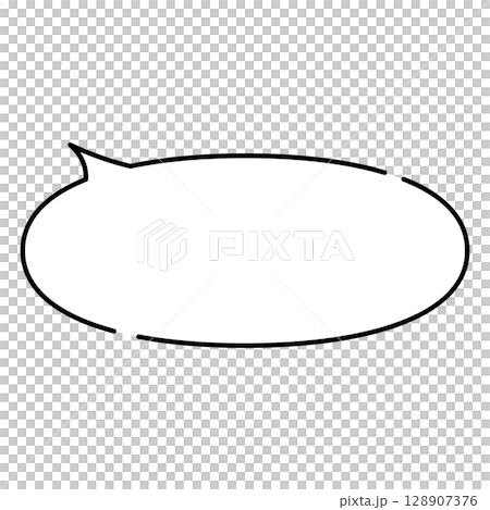シンプルな吹き出しのイラスト　横長　楕円形 128907376