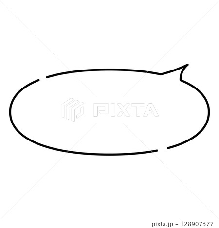 シンプルな吹き出しのイラスト　横長　楕円形 128907377