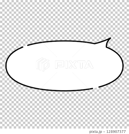 シンプルな吹き出しのイラスト　横長　楕円形 128907377