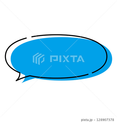 シンプルな吹き出しのイラスト 横長 楕円形 シンプルな吹き出しのイラスト 横長 楕円形 128907378