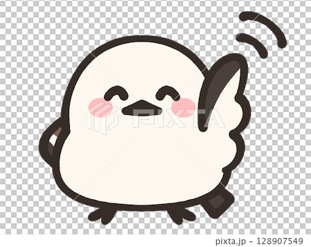 Illustration material of a loose long-tailed tit waving its hand 128907549