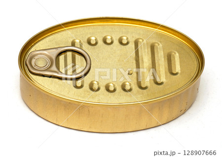 Closed gold colored can 128907666