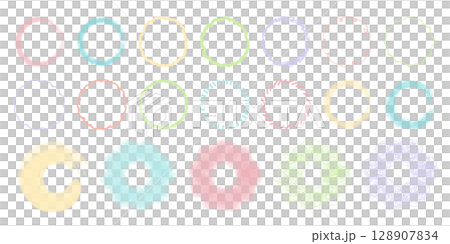 Hand-drawn circle frame, colorful, pastel colors 128907834