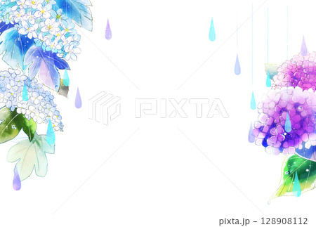紫陽花　雨　横　ハガキサイズ 128908112