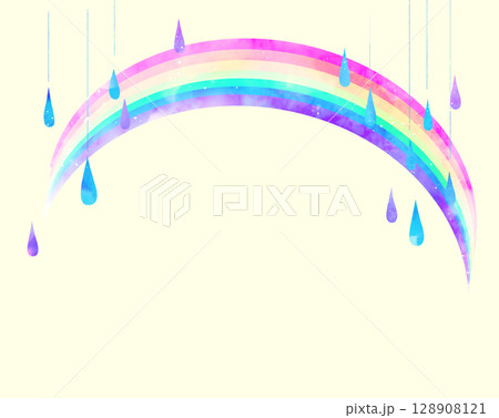 絵本風の雨と虹 絵本風の雨と虹 128908121