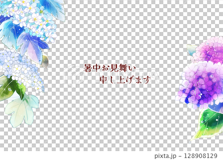 雨後的繡球花，夏天的問候，風景，明信片大小 128908129