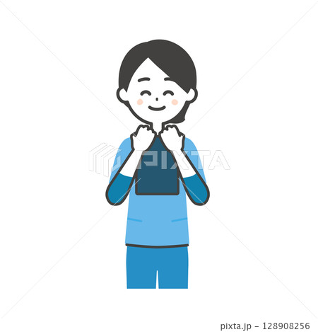 スクラブ姿の女性イラスト 128908256