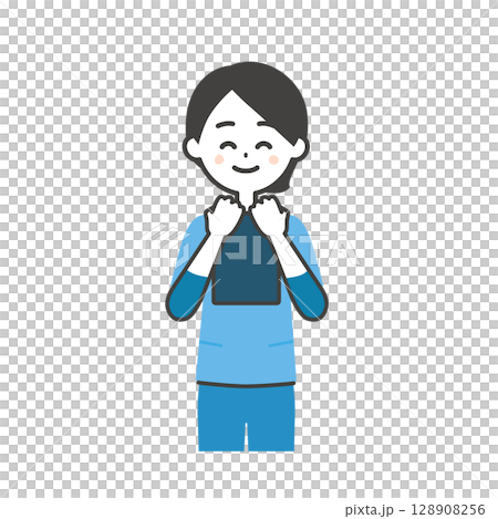 スクラブ姿の女性イラスト 128908256