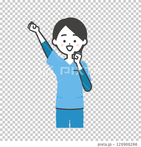 一位身穿灌木叢的女人舉起拳頭的插圖 128908266