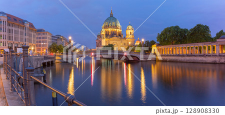 Museum Island and TV Tower at dusk in Berlin Germany Museum Island and TV Tower at dusk in Berlin Germany 128908330