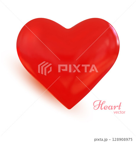 Red heart.Realistic love heart 3D.Valentine's Day. Vector illustration 128908975