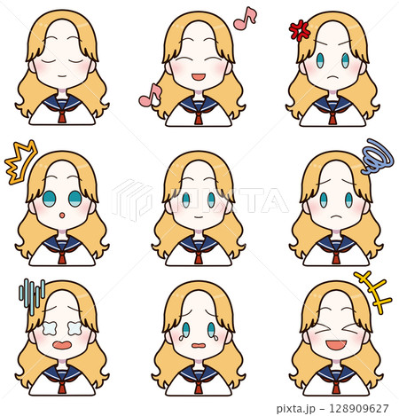 セーラー服を着た女の子の表情差分セット6 128909627