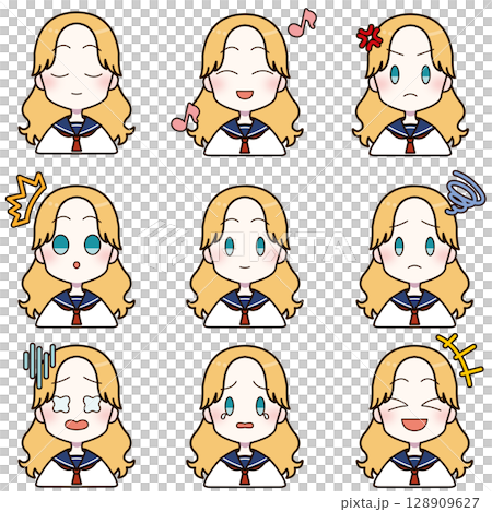 セーラー服を着た女の子の表情差分セット6 128909627