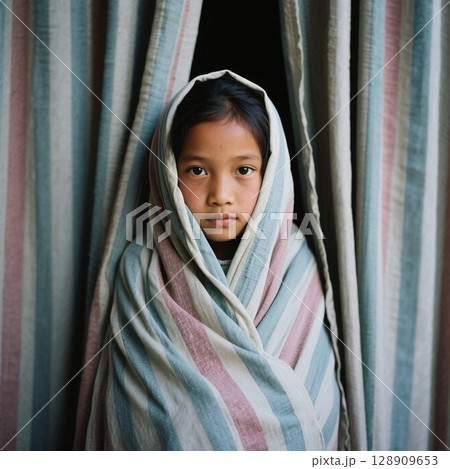 カーテンと少女 128909653