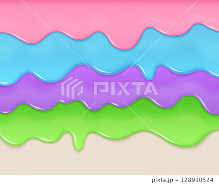 Jelly background. Slime texture, 3d cream cake pattern or liquid sauce glaze. Glossy gum or fluid yoghurt syrup dripping, liquid decoration borders. Banner or poster. Vector abstract backdrop Jelly background. Slime texture, 3d cream cake pattern or liquid sauce glaze. Glossy gum or fluid yoghurt syrup dripping, liquid decoration borders. Banner or poster. Vector abstract backdrop 128910524