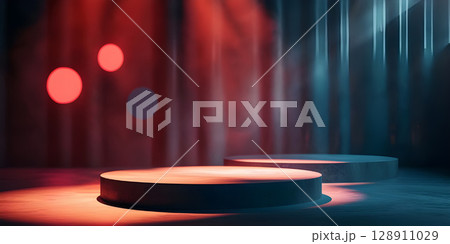 Enhanced Product Presentation Background, Featuring Stunning Lighting and Shadows - Ai Generated 128911029