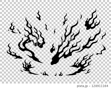 和風の炎の着地のエフェクト_シルエット 128911164