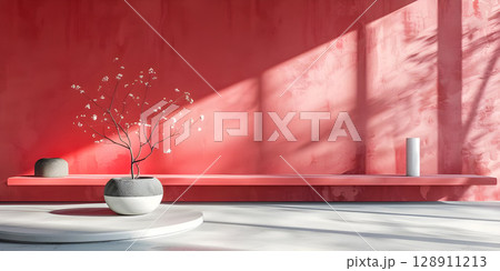 Streamlined Minimal Background, Clean and Simple Product Presentation Background - Ai Generated 128911213