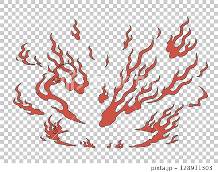 和風の炎の着地のエフェクト 和風の炎の着地のエフェクト 128911303