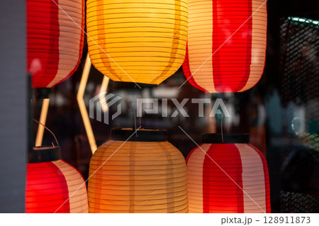Japanese Lanterns at Night Japanese Lanterns at Night 128911873