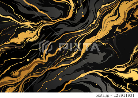 Golden black marble seamless premium background. Vector illustration. 128911931