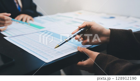 Success, audience with an applause and in a business meeting at work with a lens flare together. Achievement or celebration, motivation and businesspeople clapping hands for good news or support 128912190