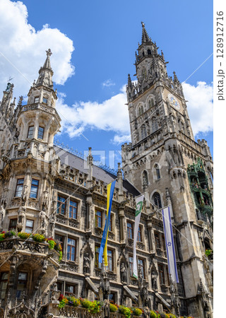 New Town Hall, Neues Rathaus, city government building on Marienplatz square in central Munich in Bavaria, Germany 128912716
