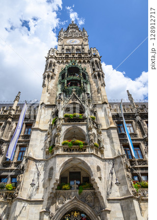 New Town Hall, Neues Rathaus, city government building on Marienplatz square in central Munich in Bavaria, Germany 128912717