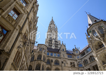 New Town Hall, Neues Rathaus, city government building on Marienplatz square in central Munich in Bavaria, Germany 128912723