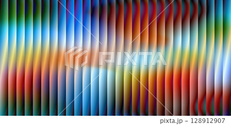 Color blast fractal blur ripple with prism rainbow tones and chromatic distortion over glass ribbed gradient 128912907