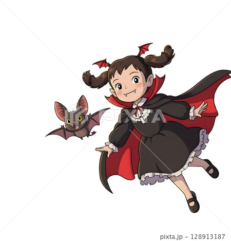 cute little girl in a red dress 128913187