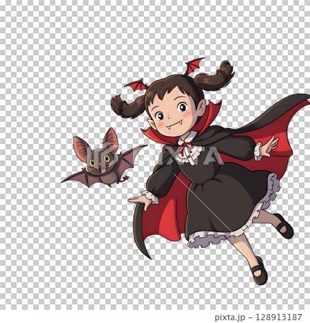 cute little girl in a red dress 128913187