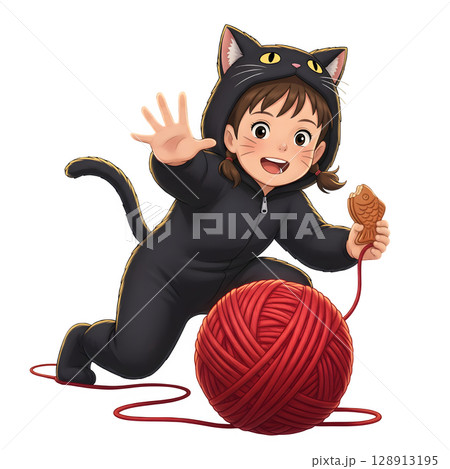 witch cat in a red dress devil 128913195