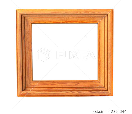 Classic wooden picture frame with transparent background isolating the empty space Classic wooden picture frame with transparent background isolating the empty space 128913443