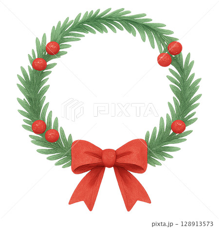 クリスマスリースイラスト（PNG切り抜き） 128913573