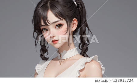 ツインテール美少女イラスト 128913724