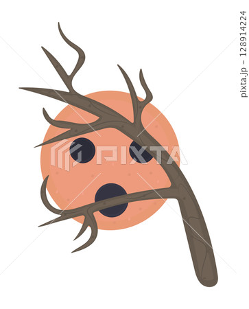 Full moon and three, scary vector color illustration for Halloween 128914224
