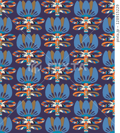 seamless pattern with abstract flowers 128915229