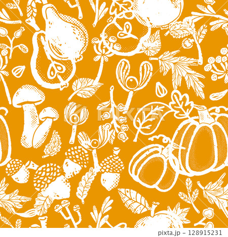 seamless pattern with pumpkins, pumpkins, autumn 128915231