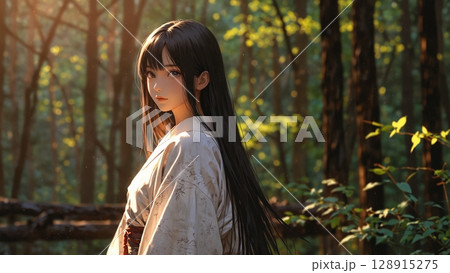 美しい巫女の美女 128915275